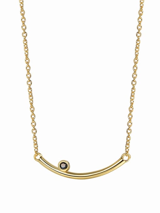Gold arc Necklace Brass Rhinestone Geometric Minimalist Necklace
