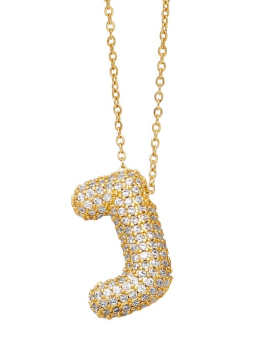 J Brass Cubic Zirconia Letter Minimalist Necklace