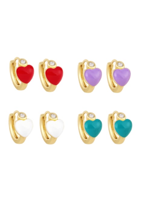 CC Brass Enamel Heart Minimalist Huggie Earring 0