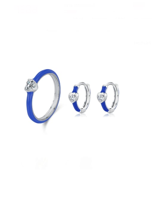 MODN 925 Sterling Silver Cubic Zirconia Dainty Heart Ring And Earring Set 0