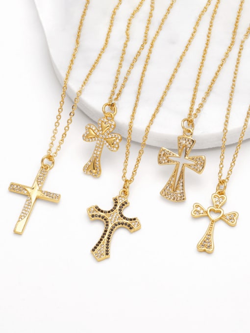 CC Brass Cubic Zirconia Cross Hip Hop Regligious Necklace 0