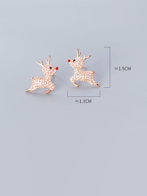 Rosh 925 Sterling Silver Cute Deer Christmas Ornaments   Stud Earrings 3