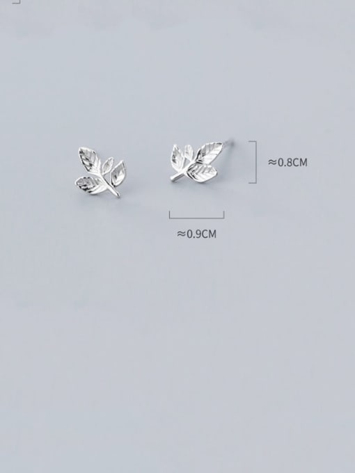 Rosh 925 Sterling Silver With Platinum Plated Minimalist Leaf Stud Earrings 2