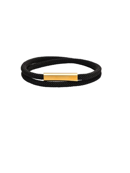 golden Stainless steel Cotton Rope Geometric Minimalist Strand Bracelet