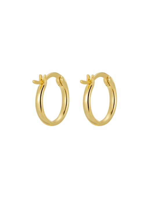 Gold glossy circular earrings 925 Sterling Silver Geometric Minimalist Huggie Earring