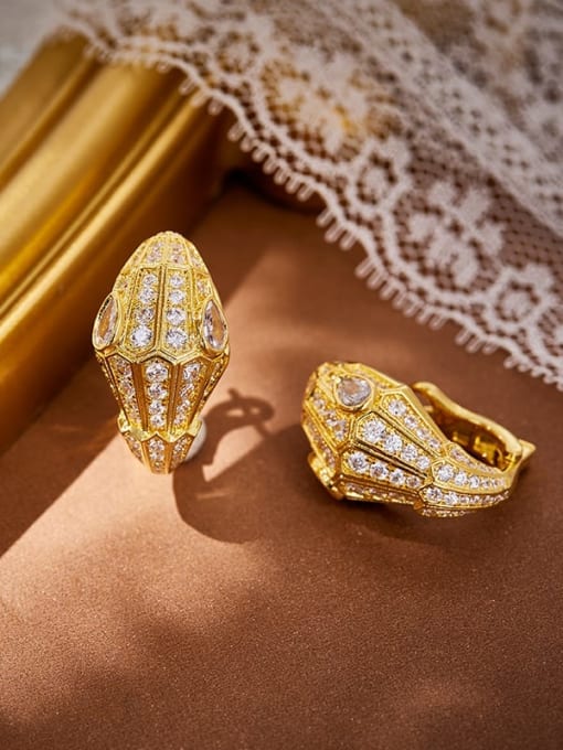 L.WIN Brass Cubic Zirconia Snake Luxury Cluster Earring 2