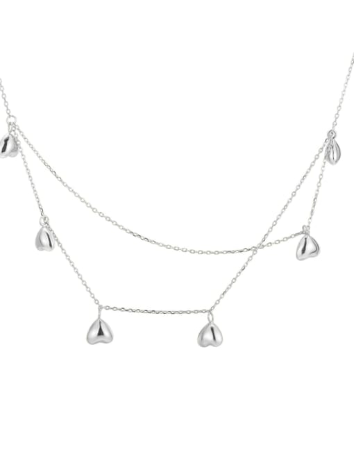 Platinum Love Necklace 925 Sterling Silver Heart Minimalist Necklace