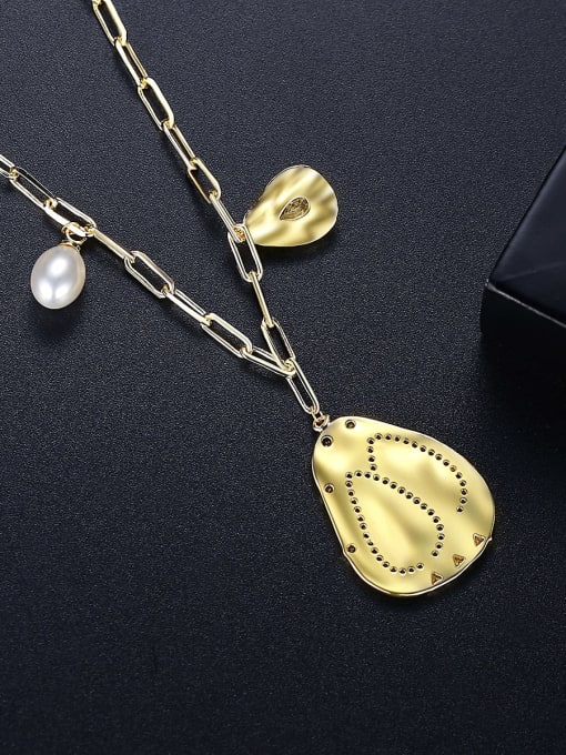 BLING SU Brass Cubic Zirconia Geometric Vintage Necklace 2