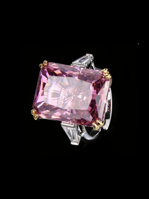 Dried Rose Ring Brass Cubic Zirconia Geometric Luxury Band Ring
