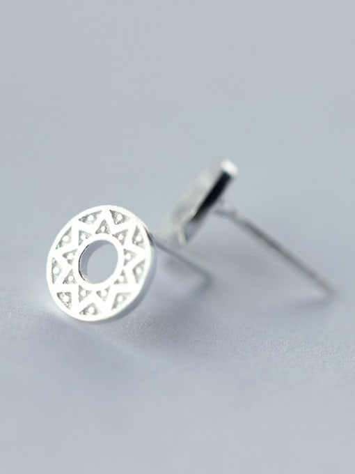 Rosh 925 Sterling Silver Hollow  Round Minimalist Stud Earring 1