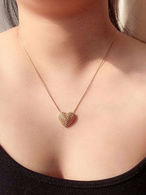 ROSS Copper Cubic Zirconia Dainty Hollow Heart  Pendant  Necklace 2