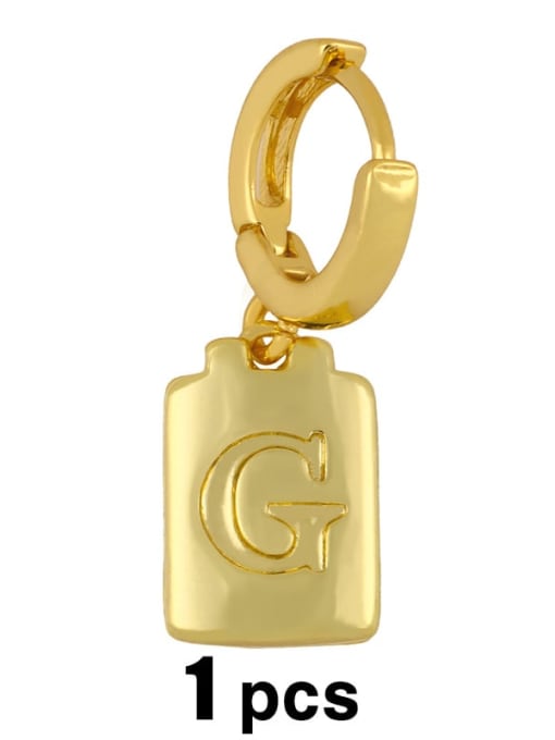 G Brass  Minimalist Simple Square Glossy 26 Letter Huggie Earring(single)