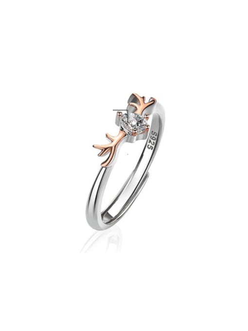 Dan 925 Sterling Silver Deer Minimalist Couple Ring 3