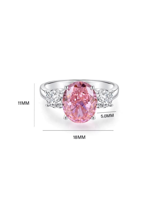FDJZ 062 Pink 925 Sterling Silver High Carbon Diamond Geometric Luxury Band Ring