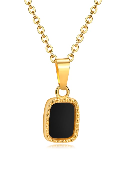 Agate pendant, without chain Stainless steel Shell Rectangle Minimalist Necklace