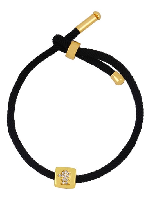 CC Brass Cubic Zirconia square  Letter Minimalist Adjustable Bracelet 0