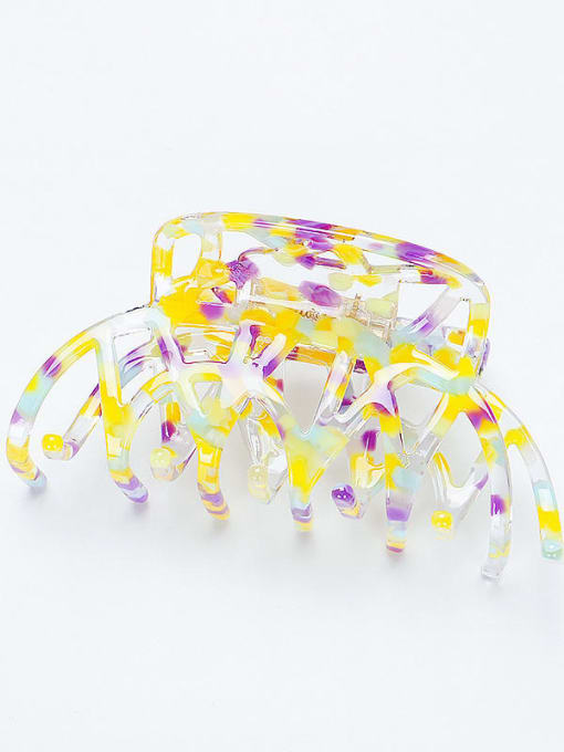 yellow Cellulose Acetate Minimalist Geometric Zinc Alloy Multi Color Jaw Hair Claw