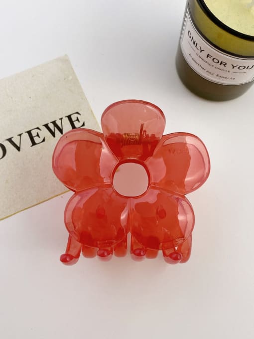 Jelly red 7cm Alloy Resin Trend Flower Jaw Hair Claw