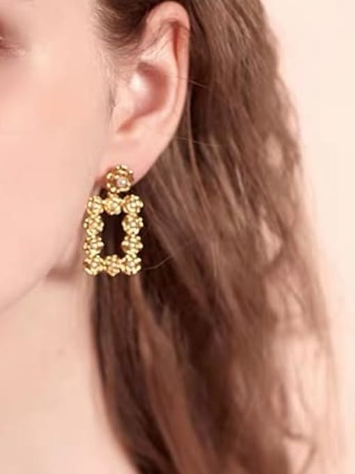LI MUMU Brass Imitation Pearl Geometric Vintage Drop Earring 1