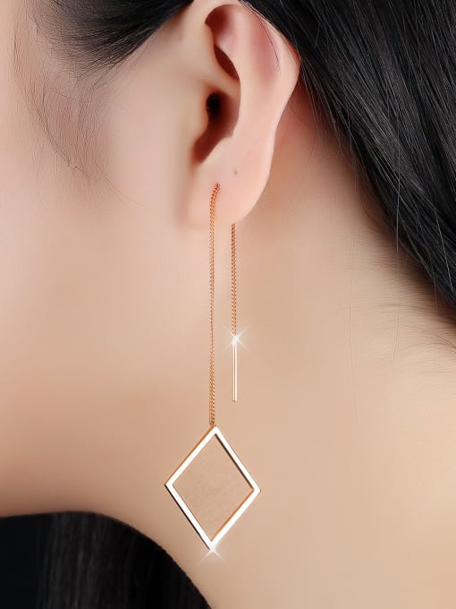 Open Sky Titanium hollow Geometric Minimalist Threader Earring 1