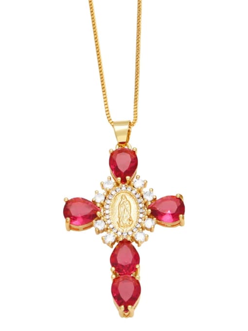 CC Brass Cubic Zirconia Cross Vintage Regligious Necklace 2