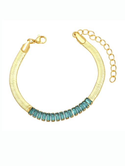 Light blue Brass Cubic Zirconia Geometric Vintage Snake Bone Chain Bracelet