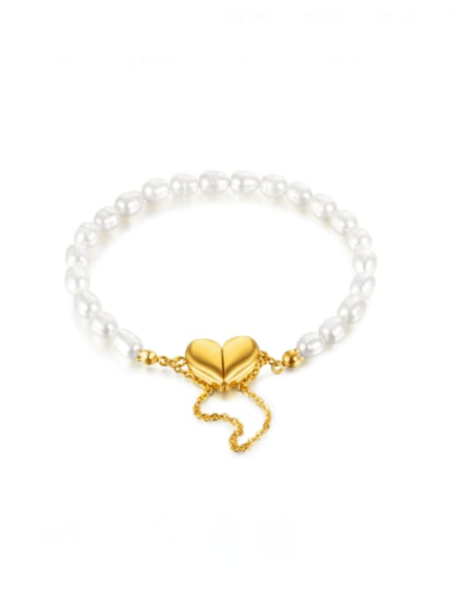 1320 gold plated bracelet Titanium Steel Freshwater Pearl Tassel Hip Hop Beaded Bracelet