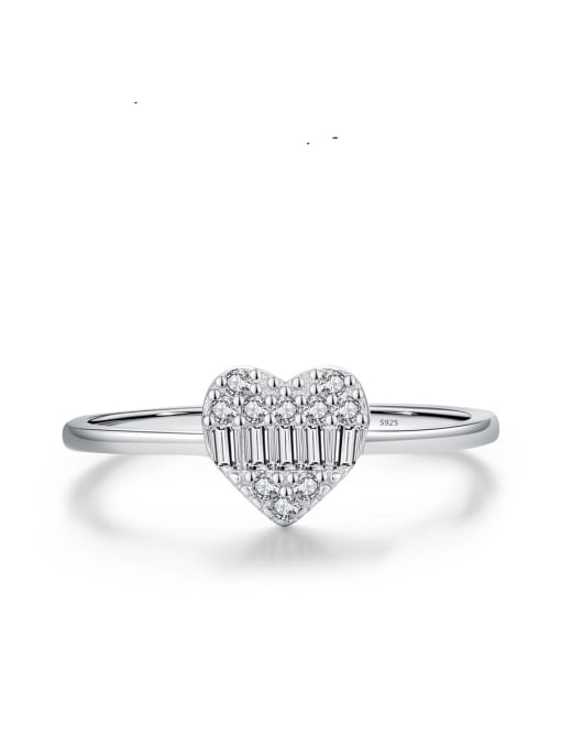 S925 Sterling Silver 925 Sterling Silver Cubic Zirconia Heart Dainty Band Ring
