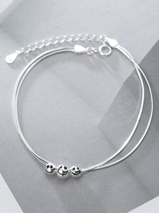 Rosh 925 Sterling Silver Bead Round Minimalist Link Bracelet