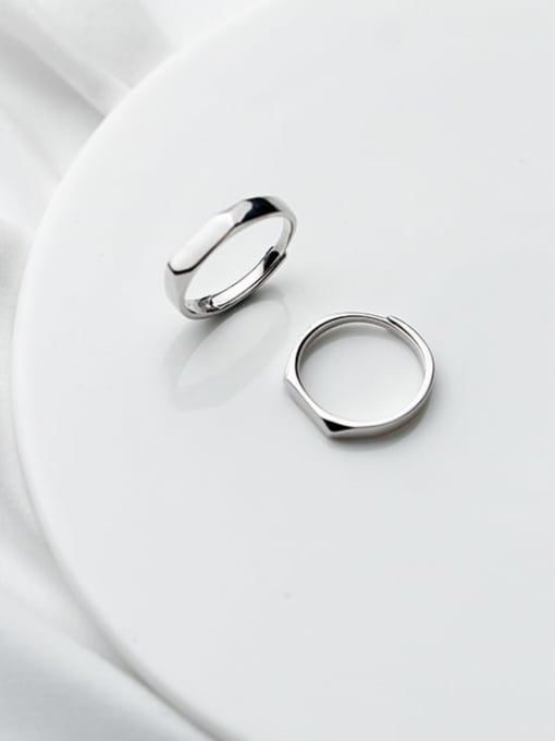 Rosh 925 Sterling Silver  Minimalist  Romantic Face Couple Ring Free Size Ring 2