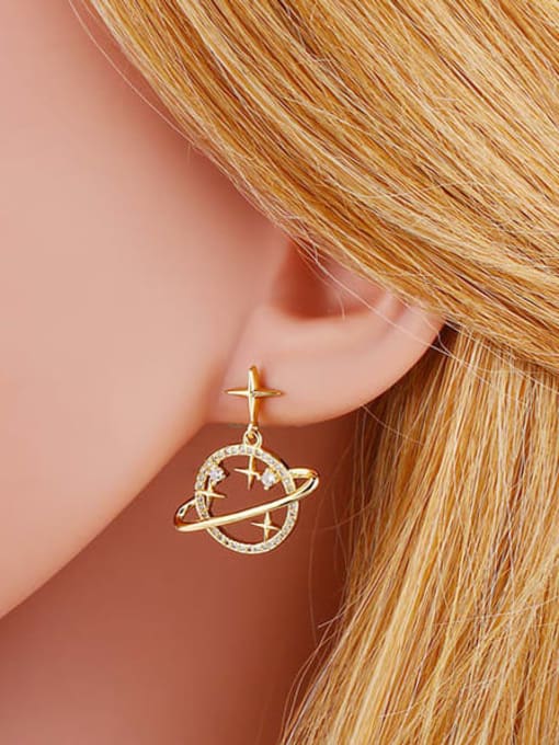 CC Brass Cubic Zirconia Star Minimalist Drop Earring 1