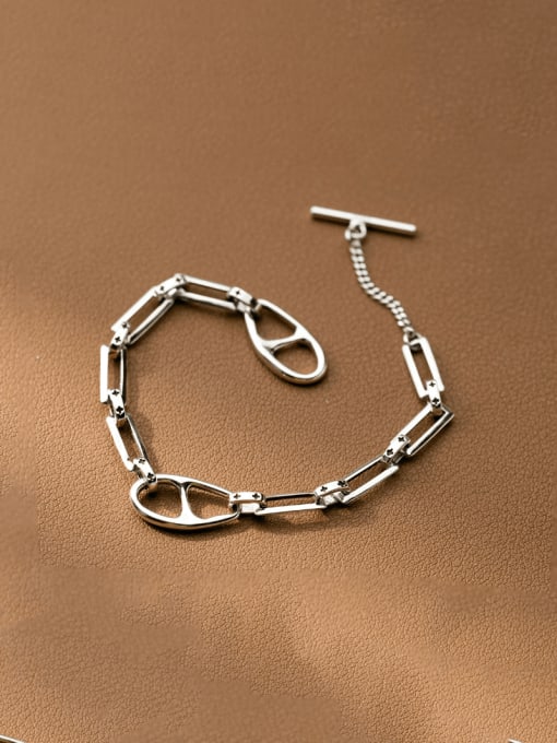 Rosh 925 Sterling Silver Hollow Geometric  Chain Minimalist Bracelet 0