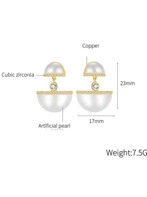 Open Sky Brass Imitation Pearl Geometric Minimalist Drop Earring 4