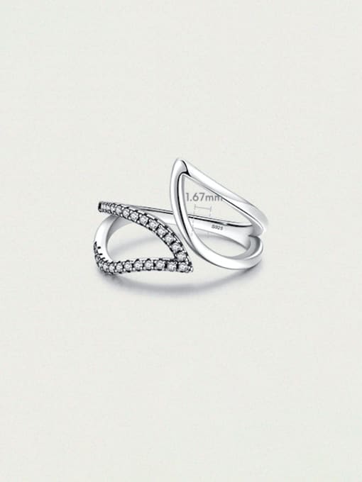 925 Silver 925 Sterling Silver Cubic Zirconia Leaf Minimalist Band Ring