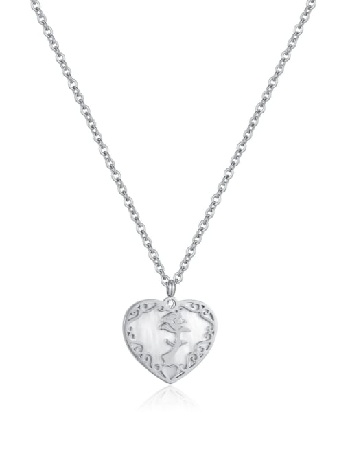 Open Sky Titanium Steel Shell Heart Vintage Necklace 4