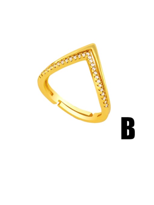 B Brass Cubic Zirconia Geometric Vintage Band Ring