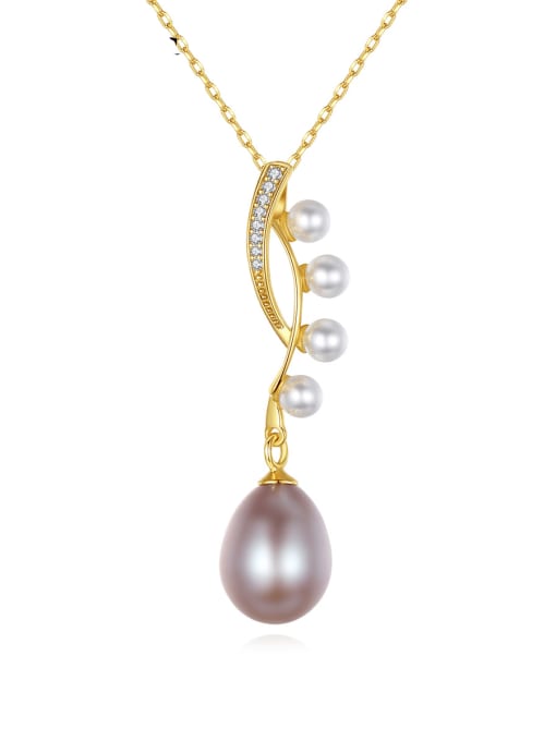 CCUI 925 Sterling Silver Freshwater Pearl Water Drop Minimalist Necklace