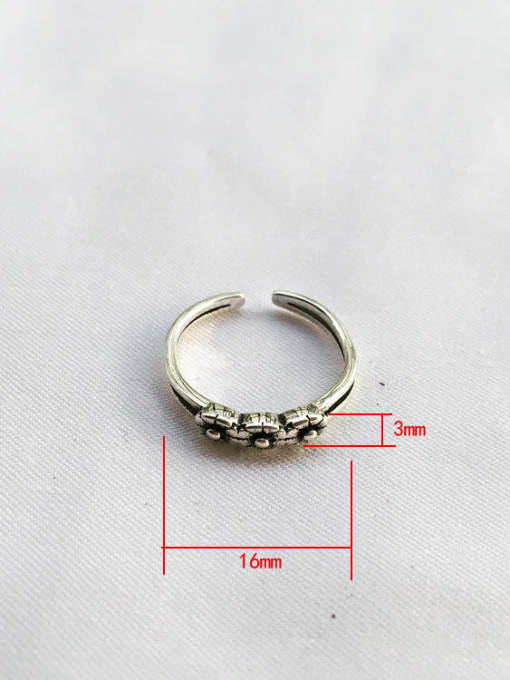 J31 925 Sterling Silver Geometric flower Vintage Stackable Ring