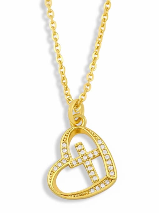 CC Brass Cubic Zirconia Heart Minimalist Necklace 2