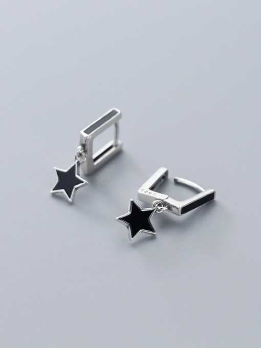 Rosh 925 Sterling Silver Black Enamel Geometric Minimalist Stud Earring 0