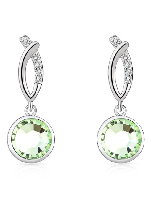 JYEH 005 (light green) 925 Sterling Silver Austrian Crystal Round Classic Drop Earring