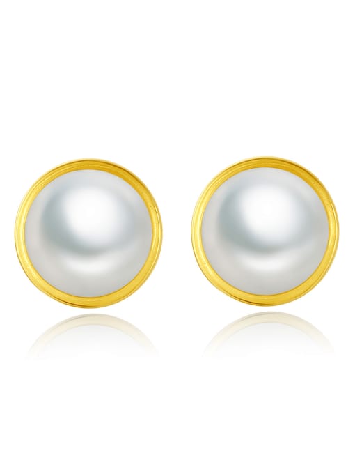 CCUI 925 Sterling Silver Imitation Pearl Round Minimalist Stud Earring 0