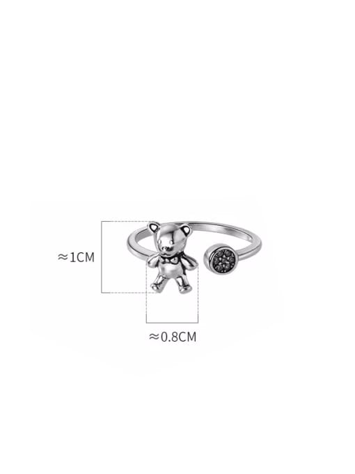 Rosh 925 Sterling Silver Cubic Zirconia Bear Vintage Band Ring 2