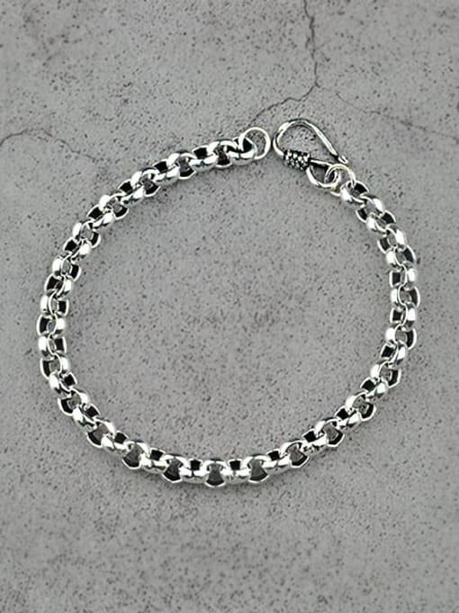 SHUI Vintage Sterling Silver With Antique Silver Plated Simplistic Chain Bracelets 0