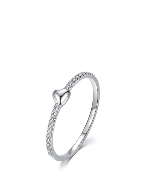 RHR661S 925 Sterling Silver Cubic Zirconia Heart Classic Band Ring