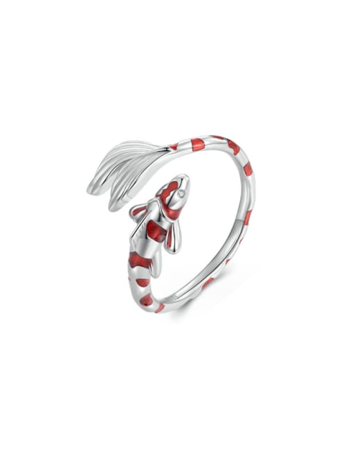 Jare 925 Sterling Silver Enamel Fish Cute Band Ring 0