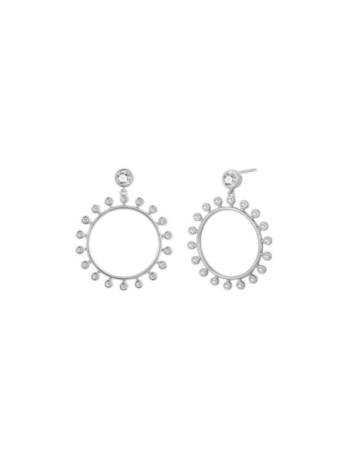 Platinum Sunflower Earrings 925 Sterling Silver Rhinestone Geometric Minimalist Drop Earring