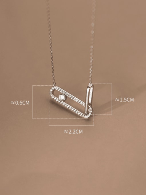 Rosh 925 Sterling Silver Cubic Zirconia Geometric Minimalist Necklace 4