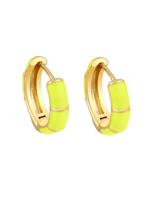 CC Brass Enamel Geometric Minimalist Huggie Earring 1