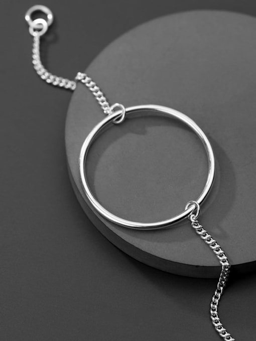 Rosh 925 Sterling Silver Simple hollow Round Chain  Bracelet 0